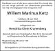 Overlijden Willem Marinus Ketz